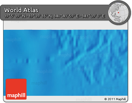 Physical 3D Map of the Area around 19° 22' 18" N, 141° 10' 30" E