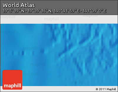 Physical 3D Map of the Area around 19° 22' 18" N, 141° 10' 30" E