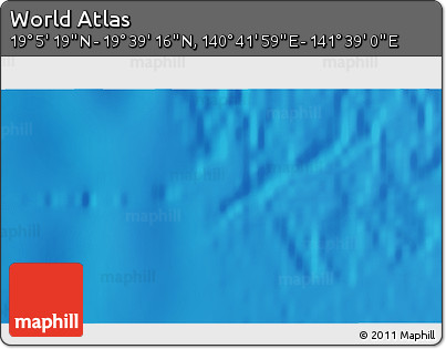 Physical 3D Map of the Area around 19° 22' 18" N, 141° 10' 30" E