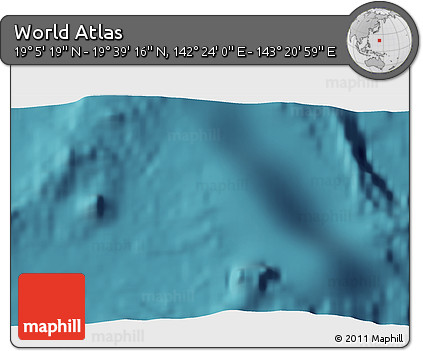 Satellite 3D Map of the Area around 19° 22' 18" N, 142° 52' 30" E