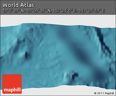 Satellite 3D Map of the Area around 19° 22' 18" N, 142° 52' 30" E