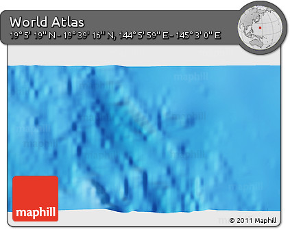 Physical 3D Map of the Area around 19° 22' 18" N, 144° 34' 29" E