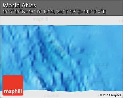 Physical 3D Map of the Area around 19° 22' 18" N, 144° 34' 29" E