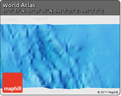 Physical 3D Map of the Area around 19° 22' 18" N, 144° 34' 29" E