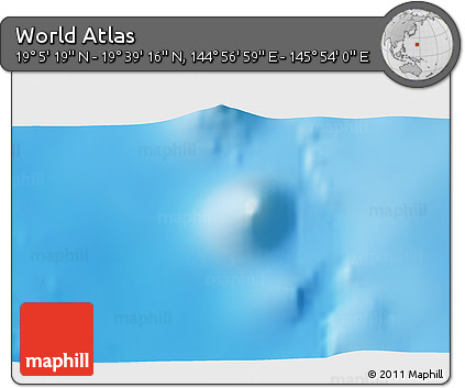 Physical 3D Map of the Area around 19° 22' 18" N, 145° 25' 30" E