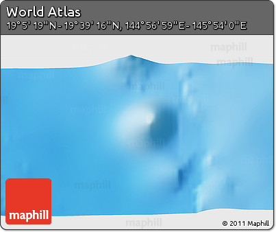 Physical 3D Map of the Area around 19° 22' 18" N, 145° 25' 30" E