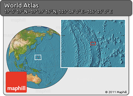 Satellite Location Map of the Area around 19° 22' 18" N, 146° 16' 30" E