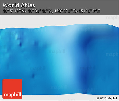 Physical 3D Map of the Area around 19° 22' 18" N, 150° 31' 30" E