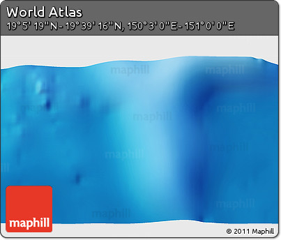 Physical 3D Map of the Area around 19° 22' 18" N, 150° 31' 30" E