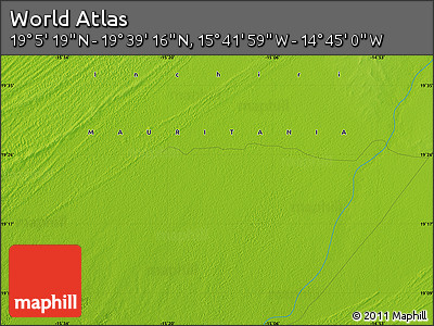 Physical Map of the Area around 19° 22' 18" N, 15° 13' 29" W