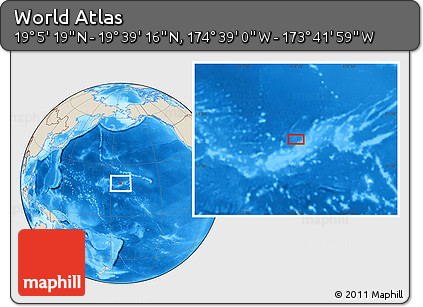 Shaded Relief Location Map of the Area around 19° 22' 18" N, 174° 10' 30" W
