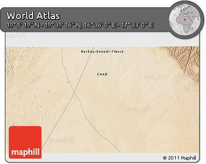 Satellite 3D Map of the Area around 19° 22' 18" N, 17° 4' 30" E