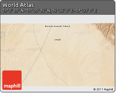 Satellite 3D Map of the Area around 19° 22' 18" N, 17° 4' 30" E