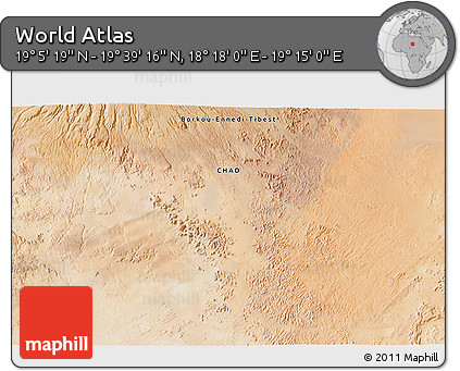 Satellite 3D Map of the Area around 19° 22' 18" N, 18° 46' 29" E