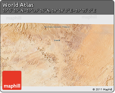 Satellite 3D Map of the Area around 19° 22' 18" N, 18° 46' 29" E