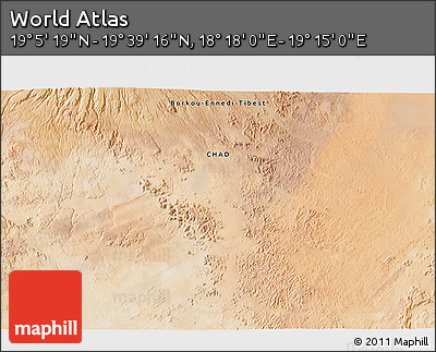 Satellite 3D Map of the Area around 19° 22' 18" N, 18° 46' 29" E