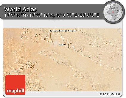 Satellite 3D Map of the Area around 19° 22' 18" N, 19° 37' 30" E