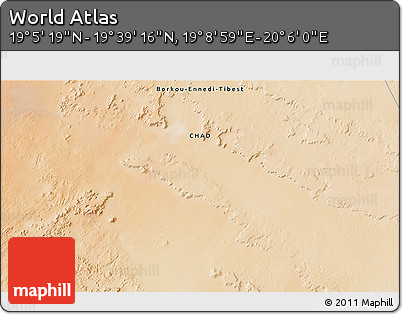Satellite 3D Map of the Area around 19° 22' 18" N, 19° 37' 30" E