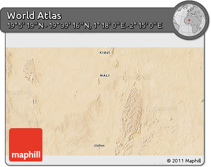 Satellite 3D Map of the Area around 19° 22' 18" N, 1° 46' 29" E
