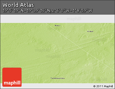 Physical 3D Map of the Area around 19° 22' 18" N, 1° 37' 30" W