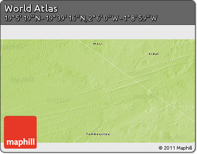 Physical 3D Map of the Area around 19° 22' 18" N, 1° 37' 30" W