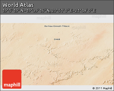 Satellite 3D Map of the Area around 19° 22' 18" N, 21° 19' 30" E