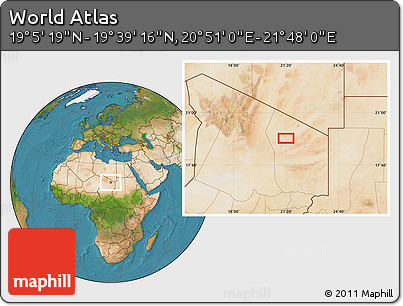 Satellite Location Map of the Area around 19° 22' 18" N, 21° 19' 30" E