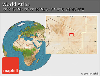 Satellite Location Map of the Area around 19° 22' 18" N, 21° 19' 30" E