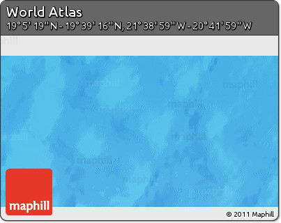 Shaded Relief 3D Map of the Area around 19° 22' 18" N, 21° 10' 29" W