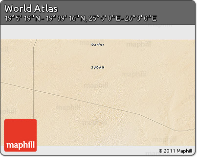 Satellite 3D Map of the Area around 19° 22' 18" N, 25° 34' 30" E