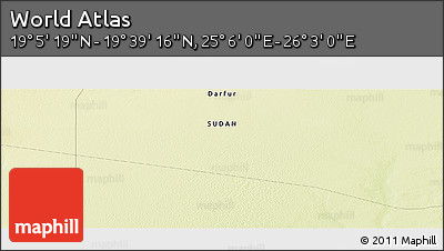 Physical Panoramic Map of the Area around 19° 22' 18" N, 25° 34' 30" E