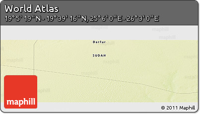Physical Panoramic Map of the Area around 19° 22' 18" N, 25° 34' 30" E