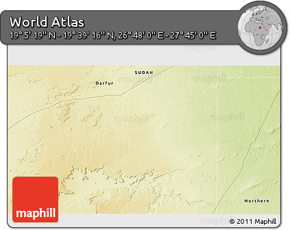 Physical 3D Map of the Area around 19° 22' 18" N, 27° 16' 29" E