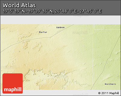 Physical 3D Map of the Area around 19° 22' 18" N, 27° 16' 29" E