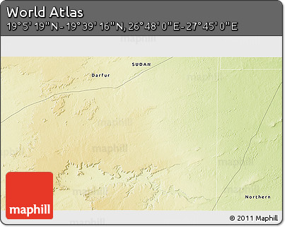 Physical 3D Map of the Area around 19° 22' 18" N, 27° 16' 29" E