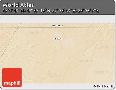 Satellite 3D Map of the Area around 19° 22' 18" N, 28° 7' 30" E