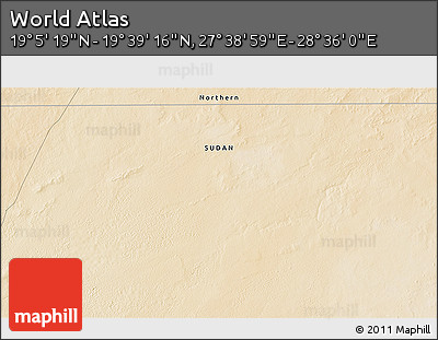 Satellite 3D Map of the Area around 19° 22' 18" N, 28° 7' 30" E