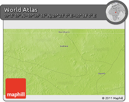 Physical 3D Map of the Area around 19° 22' 18" N, 29° 49' 30" E