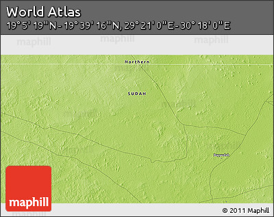 Physical 3D Map of the Area around 19° 22' 18" N, 29° 49' 30" E
