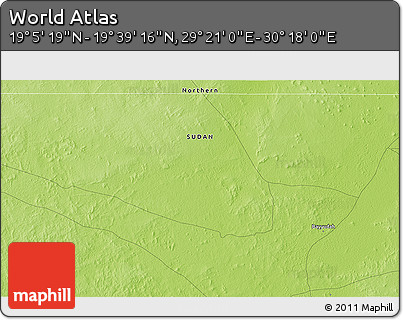 Physical 3D Map of the Area around 19° 22' 18" N, 29° 49' 30" E