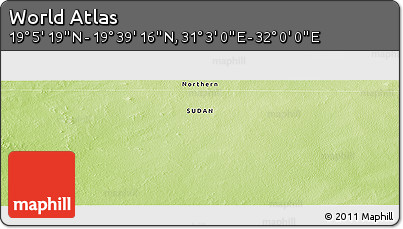 Physical Panoramic Map of the Area around 19° 22' 18" N, 31° 31' 29" E