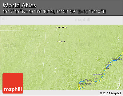 Physical 3D Map of the Area around 19° 22' 18" N, 32° 22' 30" E