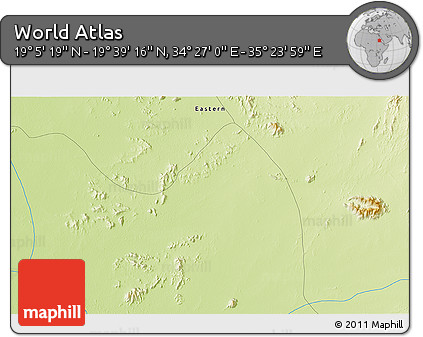 Physical 3D Map of the Area around 19° 22' 18" N, 34° 55' 29" E