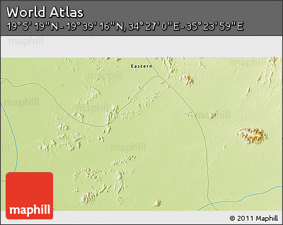 Physical 3D Map of the Area around 19° 22' 18" N, 34° 55' 29" E