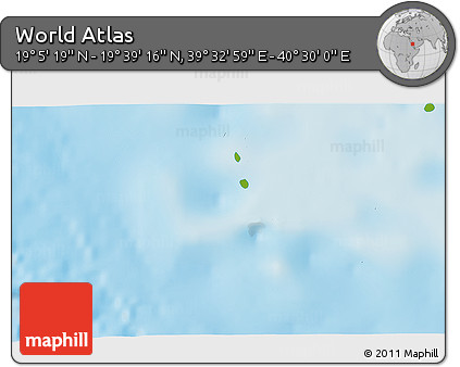 Physical 3D Map of the Area around 19° 22' 18" N, 40° 1' 29" E