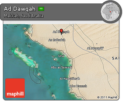 Satellite 3D Map of Ad Dawqah