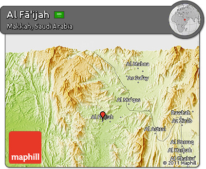 Physical 3D Map of Al Fā'ijah
