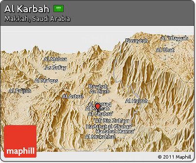 Satellite Panoramic Map of Al Karbah