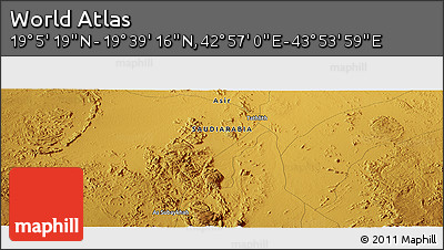 Physical Panoramic Map of the Area around 19° 22' 18" N, 43° 25' 29" E