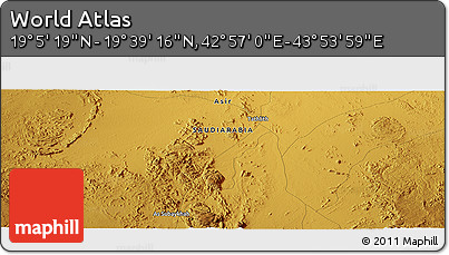 Physical Panoramic Map of the Area around 19° 22' 18" N, 43° 25' 29" E